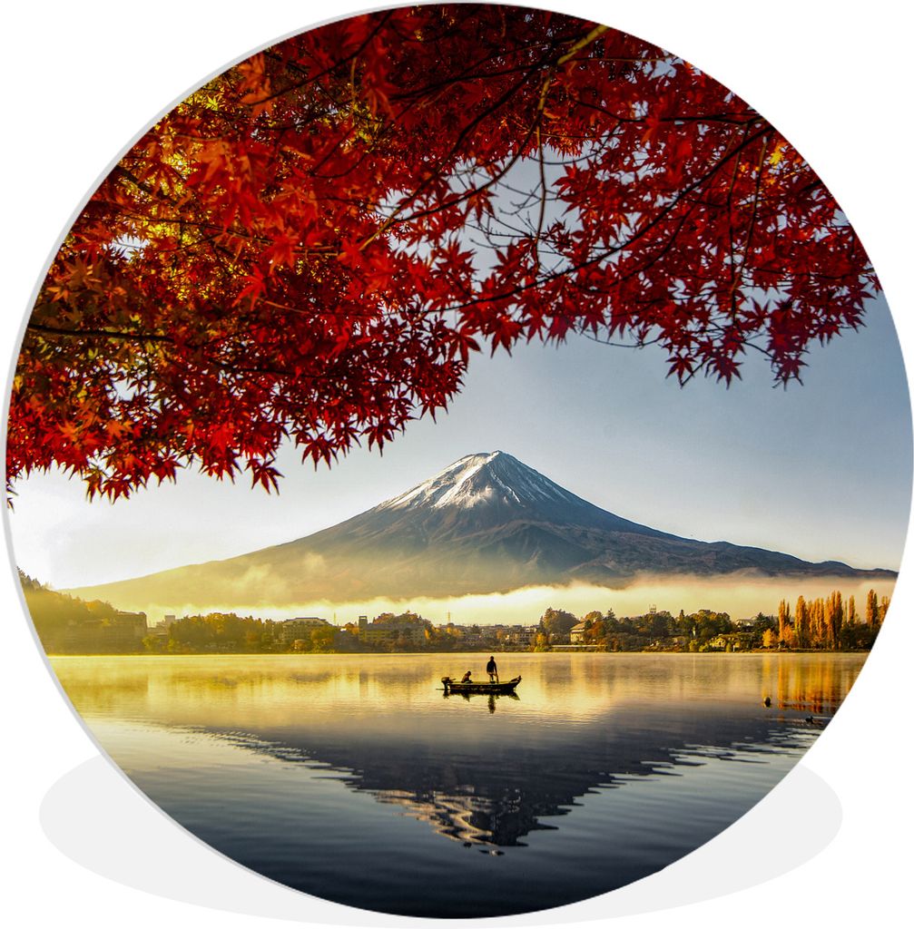 MuchoWow Rundes Wandbild - Runde Bilder Spiegelung des Berges Fuji in einem See Ø 60 cm Kreis Wanddekoration Kunststoff - Wandkreis - Wandschmuc...