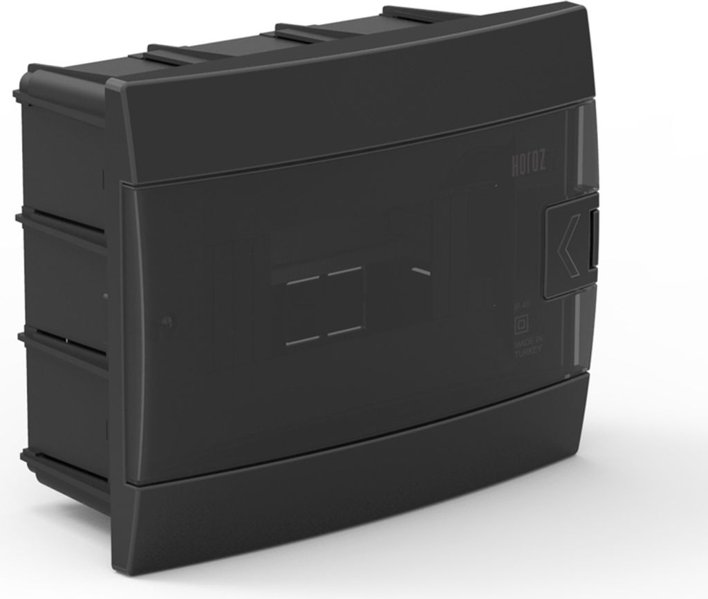 Unterputz-Verteilerschrank mit 8 Modulen schwarz rauch HOROZ