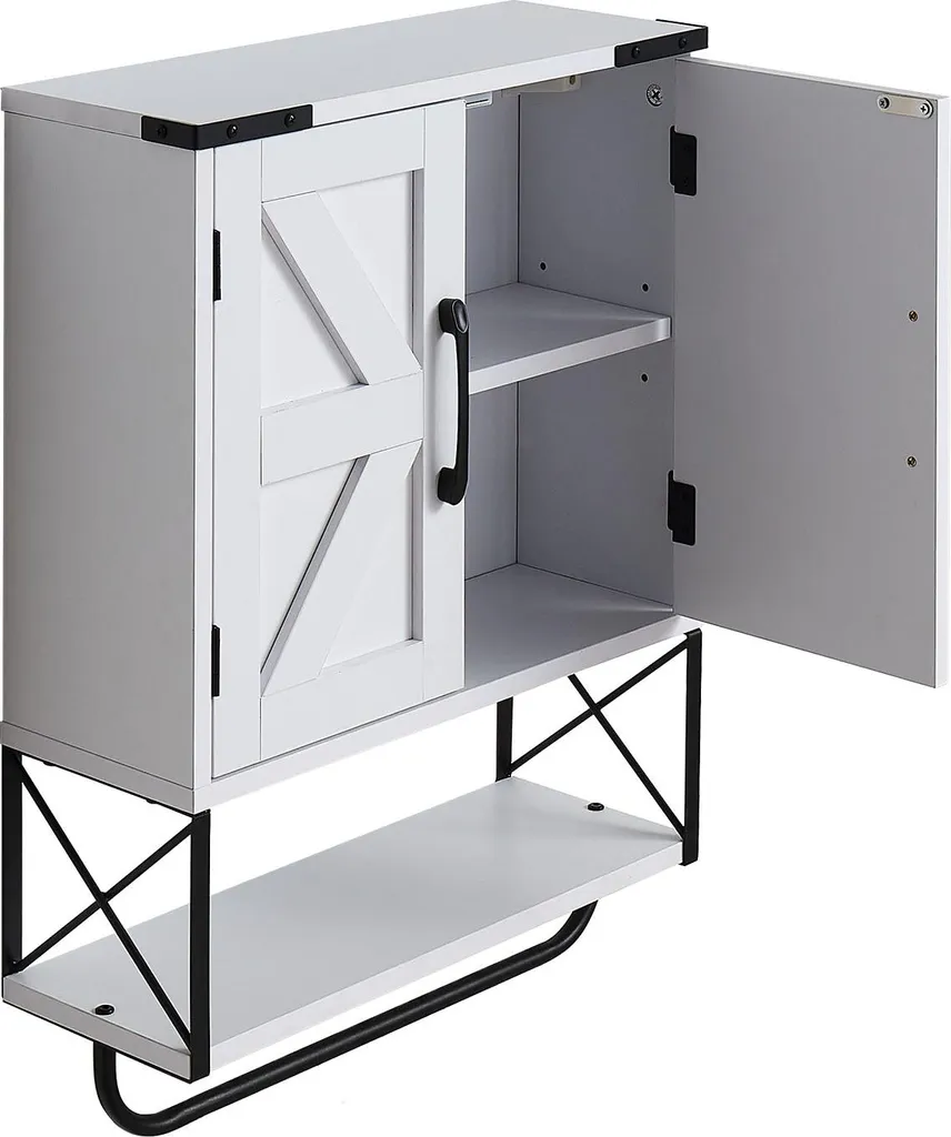 Meuble de rangement suspendu pour toilettes avec deux portes battantes