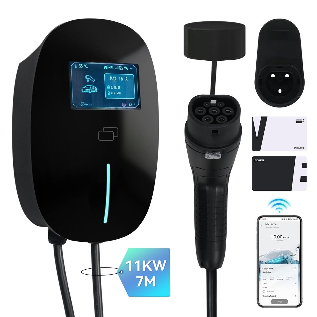 Puluomis Wallbox Ladestation 11kW Ladekabel 7m Typ 2 mit Produktbild 