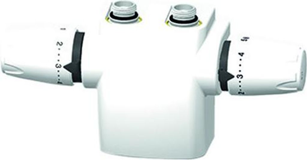 A white thermostatic valve head with numbered settings.