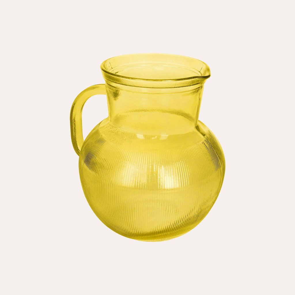 KEYHOMESTORE | Tischkrug aus Recyclingglas, gelbe Farbe, Höhe 20 cm