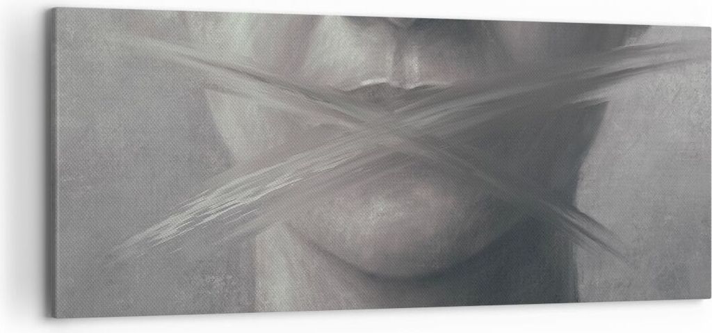 Bild auf Leinwand - Leinwandbild - Einteilig - Symbol Mund Sprache - 120x50cm - Wand Bild - Wanddeko - Wandbilder - Leinwanddruck - Bilder - Wandde...