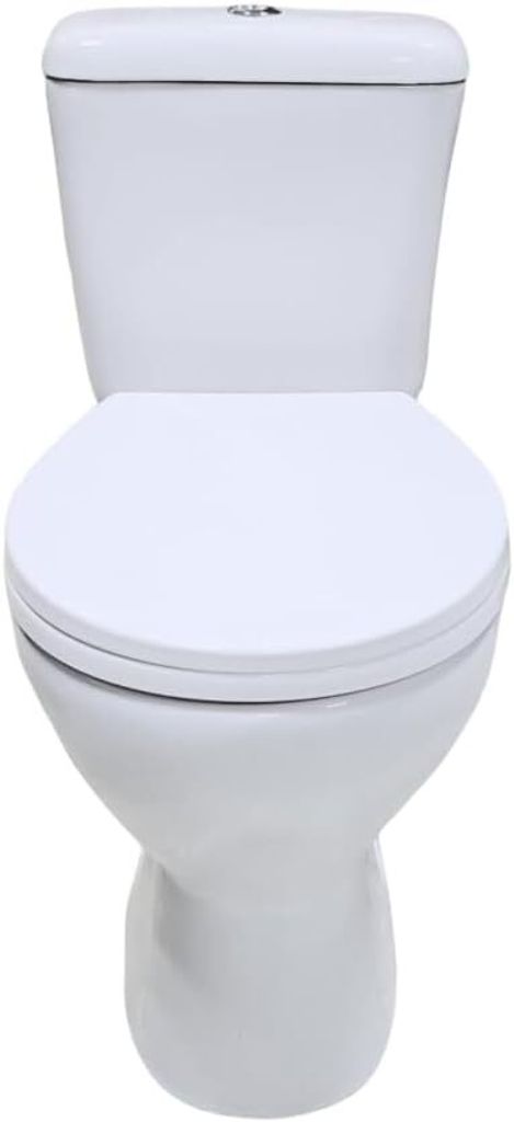 VBChome Stand- WC Toilette Keramik mit Spülkasten Sitz aus Polypropylen mit Absenkautomatik SoftClose-Funktion Abgang Waagerecht Rimless-System
