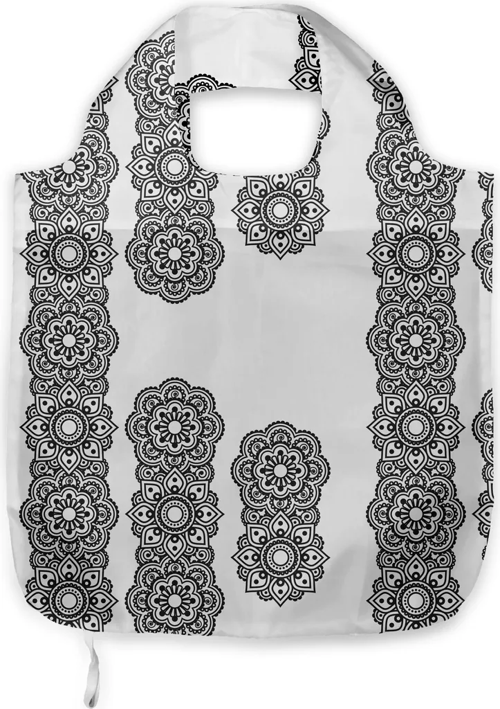 ABAKUHAUS Borsa Mandala Bianco e Nero: Shopper in Tessuto Resistente