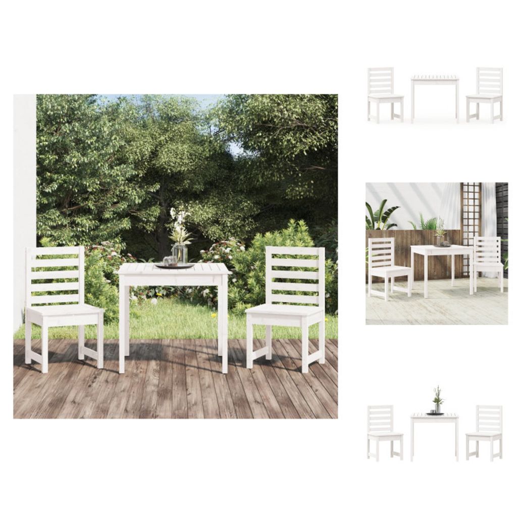 vidaXL 3-tlg. Garten-Bistro-Set Weiß Massivholz Kiefer - Gartenmöbel-Sets