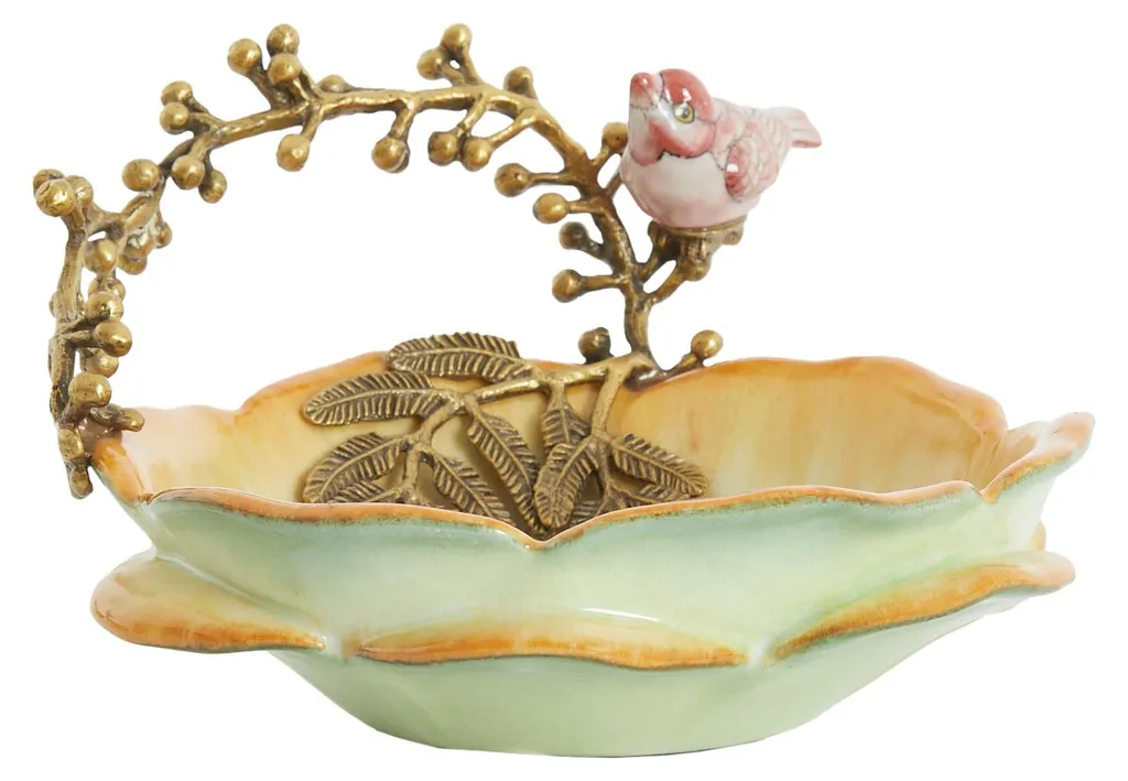 Lanterne design céramique vert et rose Hummingbird Light and Living