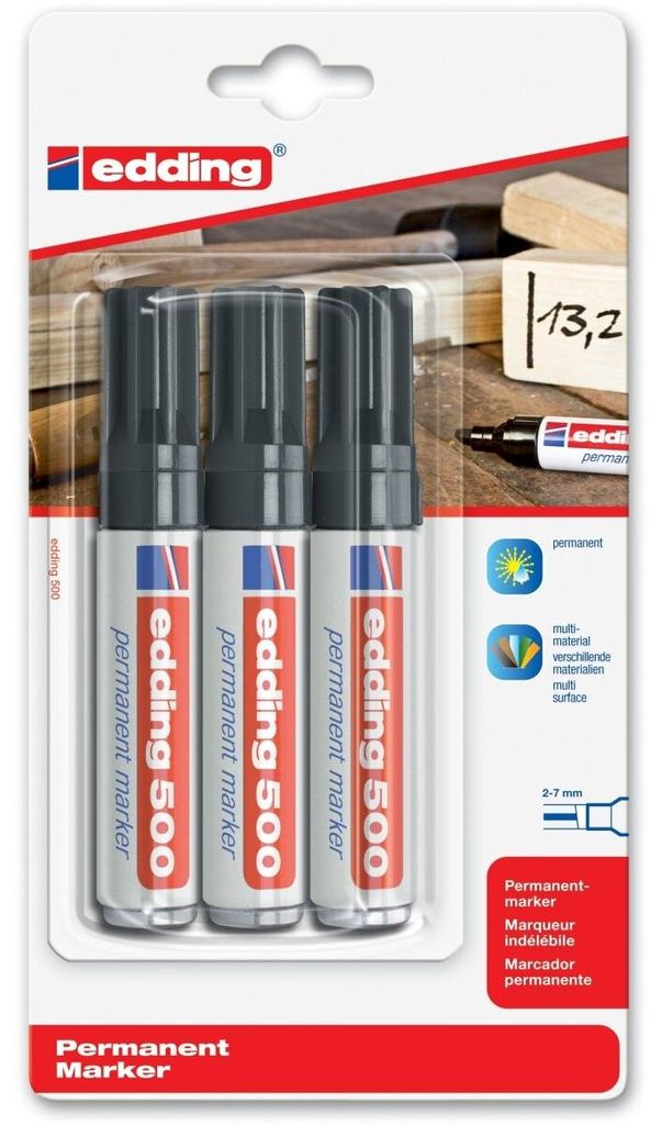 edding 500 permanentní popisovač černý (blistr po 3 kusech) Obrázek produktu 