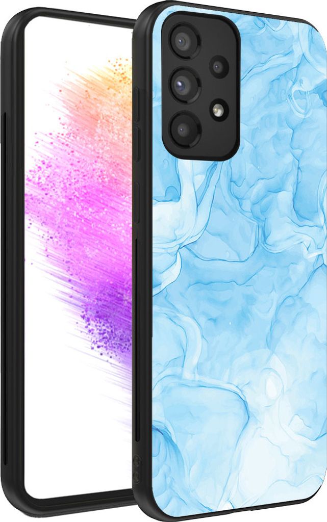 Smartphonica Handyhülle für Samsung Galaxy A73 5G mit Marmordruck - TPU-Hülle mit Marmor-Design - Hellblau