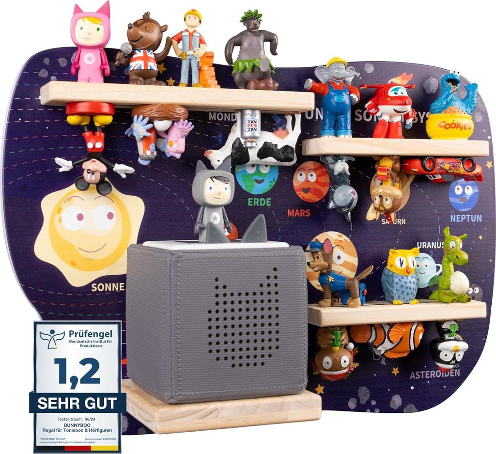 bunnyboo Toniebox Regal - für Toniebox und Figuren - ausreichend Platz für bis zu 32 Tonie Hörfiguren - Tonie Astronaut - e Qualität - Für Jun...