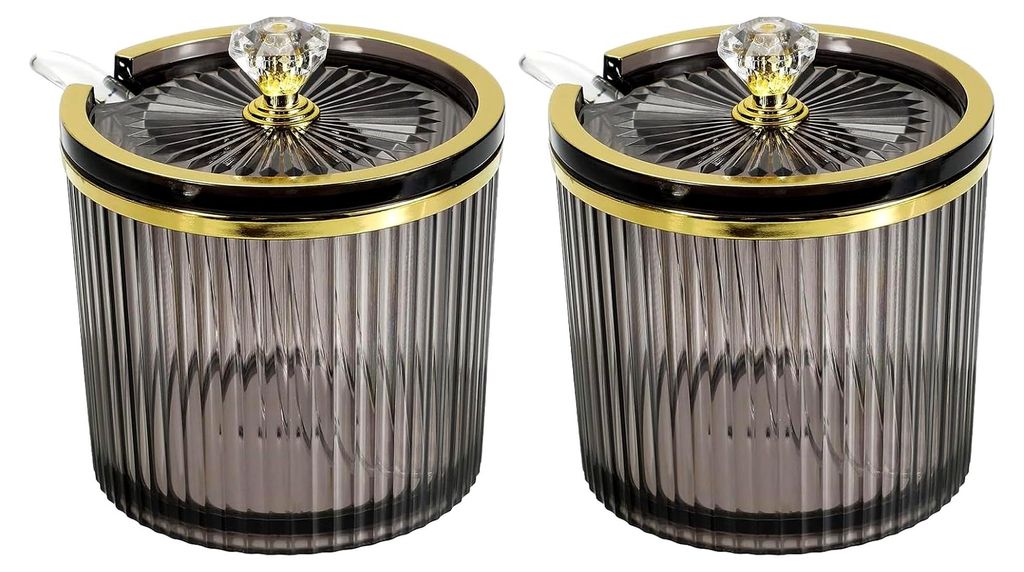 2er Set Q-Halter Spender für 8,8 oz Gewürzgläser aus Kunststoff zur Aufbewahrung im Badezimmer und in der Küche mit Deckel und Löffel für die...