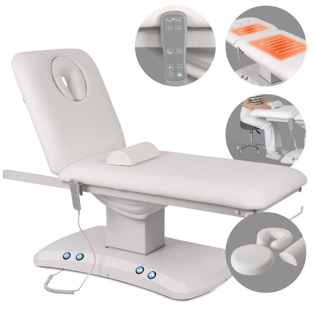 HABYS Elektrische Behandlungsliege, Massageliege Estella ERGO 2 | 2 Motoren, Heizfunktion | Therapieliege für Physiotherapie & Massage | Weiß