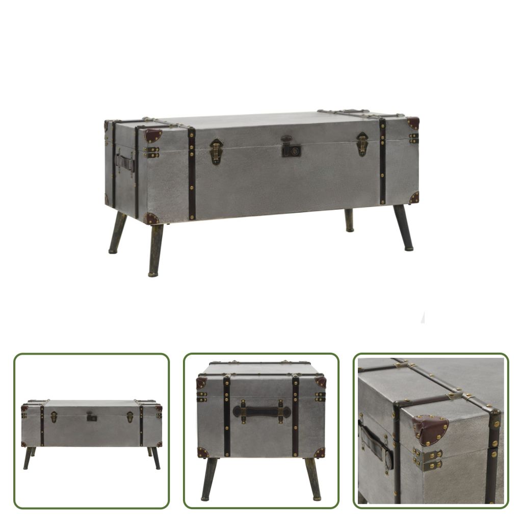 The Living Store Couchtisch MDF und Aluminium 102x51x47,5 cm