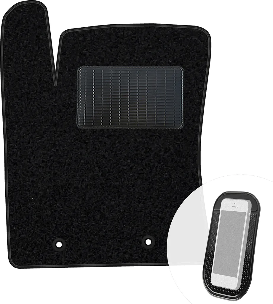 moto-MOLTICO tappetino conducente auto velours lato conducente tappetini auto nero tappetino conducente 1 pezzo adatto per Hyundai i10 II 2013-2019