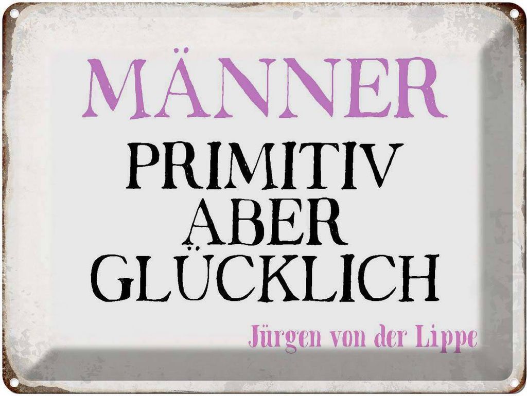 vianmo Blechschild 30x40 cm Männer primitiv aber glücklich Produktbild 