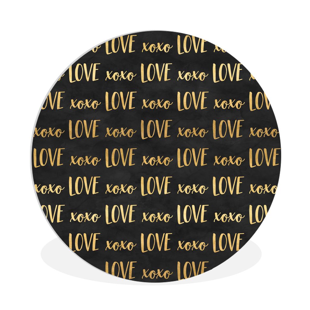 MuchoWow Rundes Wandbild - Runde Bilder Muster - Liebe - Gold - Schwarz Ø 90 cm Kreis Wanddekoration Kunststoff - Wandkreis - Wandschmuck - Wand...