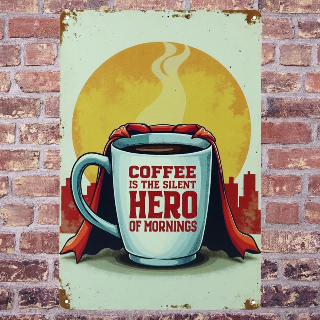 Metallschild Coffee Hero - Wandschild - Metall Sign - Retro blechschild - Wandplatte - 20 x 30 cm - Blechschild.