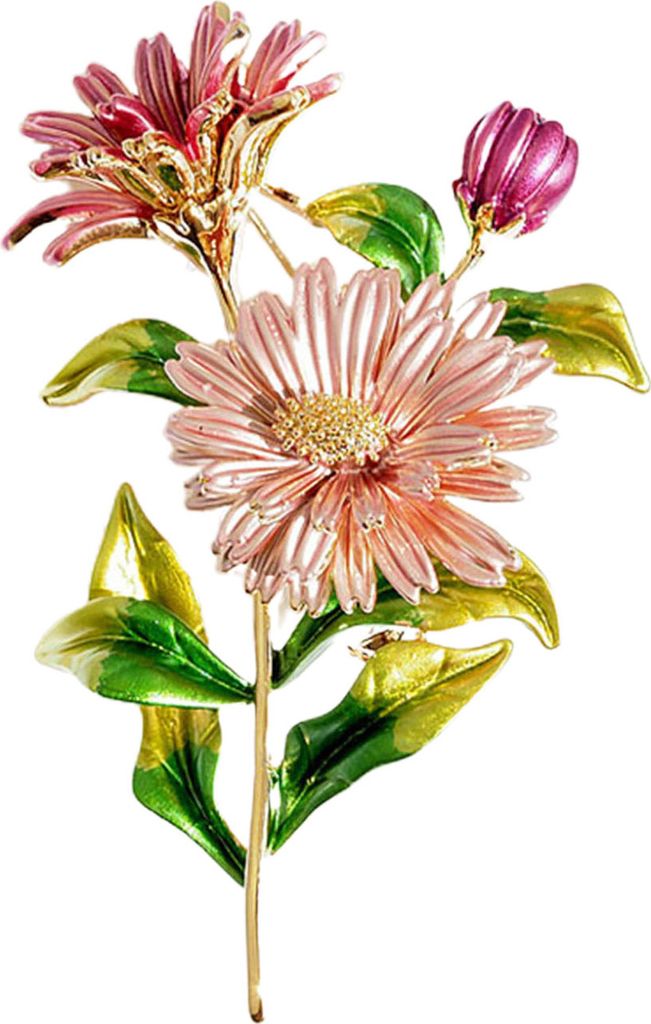 Brosche Pin Chrysanthemenstrauß bemalt Schmuck vergoldet langlebig Brosche Kleidung Dekor-Rosa
