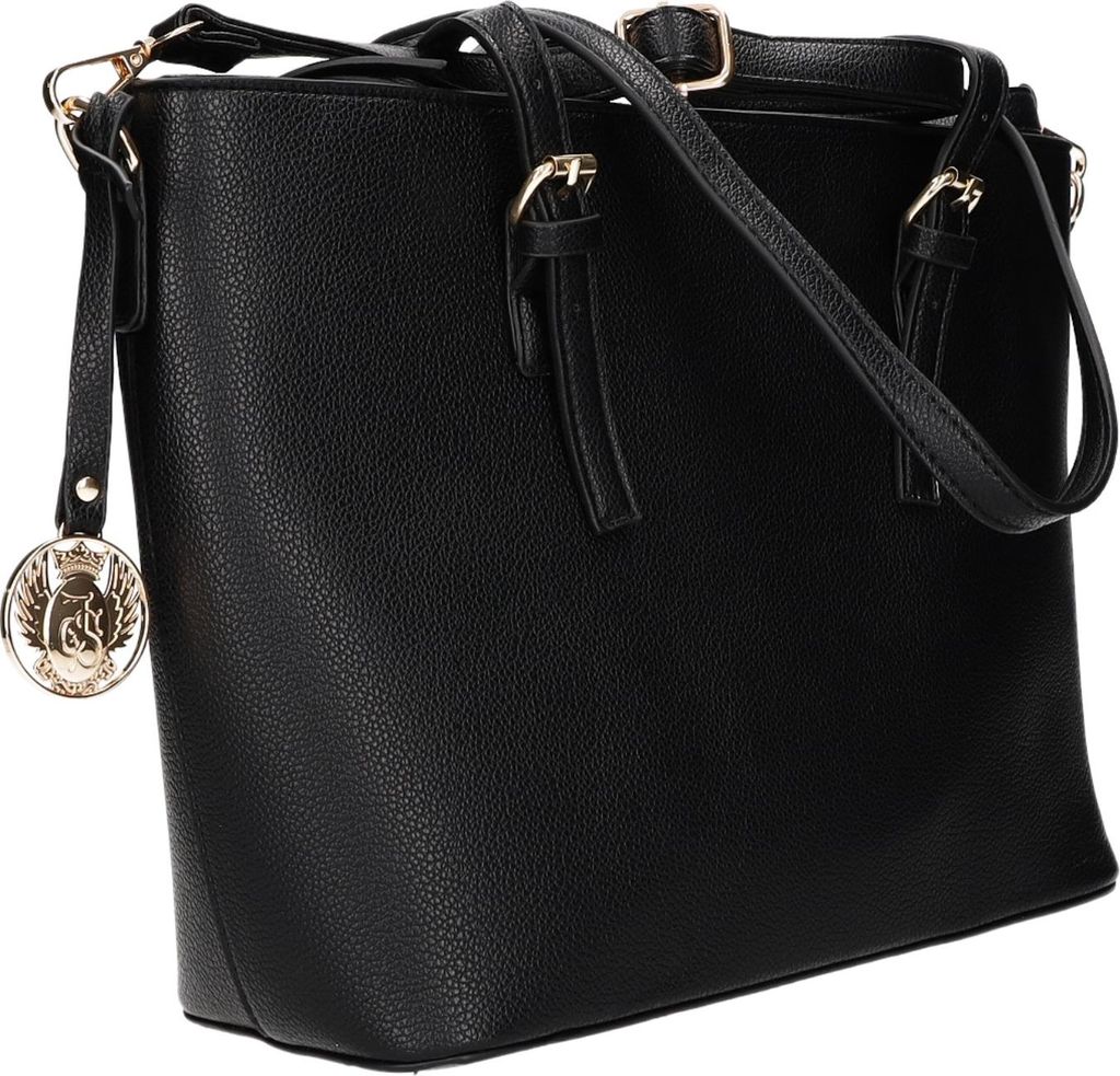Schwarze Henkeltasche Shopper mit Reißverschluss, 36x24,5x12 cm