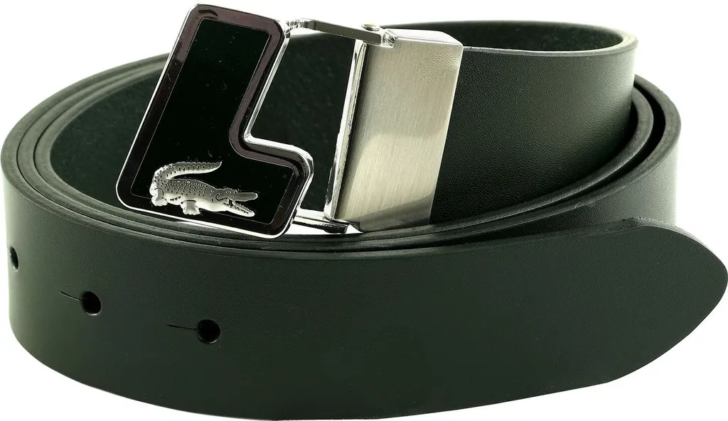Lacoste Cintura Uomo Pelle Sinople Verde Scuro W115 - Alta Qualità
