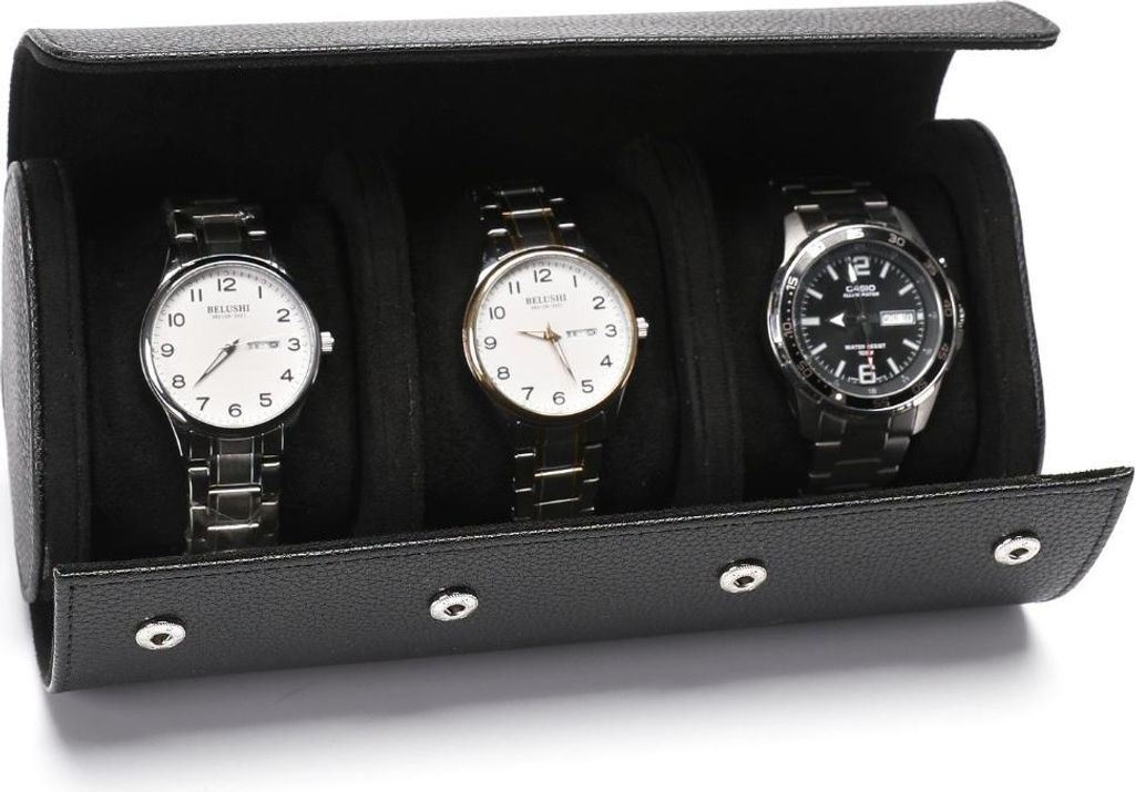 INF 3-Slot Uhrenbox aus Lychee-Narbenleder - Tragbarer Produktbild 