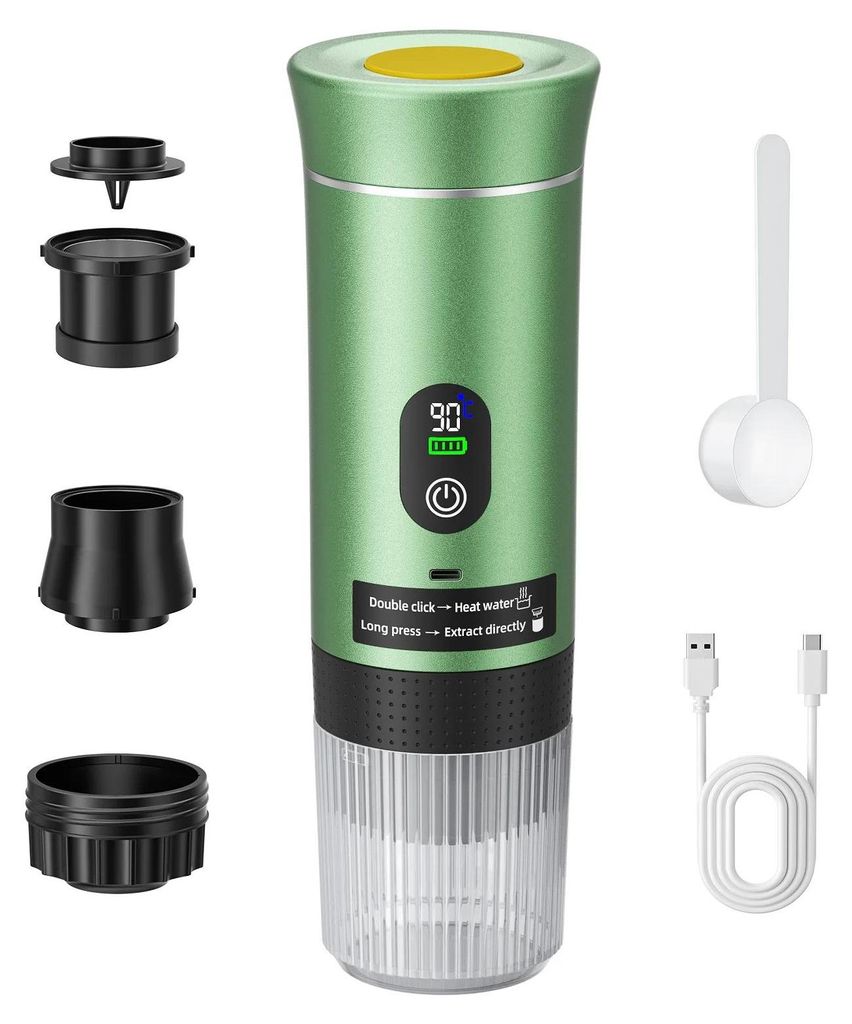 Elektrische Espressomaschine - Tragbare Mini Kapsel-Kaffeemaschine - Kompatibel mit Kaffeekapseln und Kaffeepulver - Für Reisen und Outdoor-Einsatz