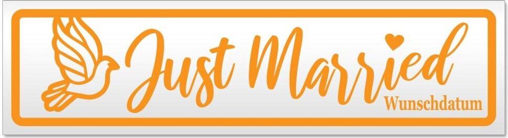 Kiwistar Just Married Wunschdatum Magnetschild Schild magnetisch - 60cm Orange - Magnetfolie für Auto PKW Kfz