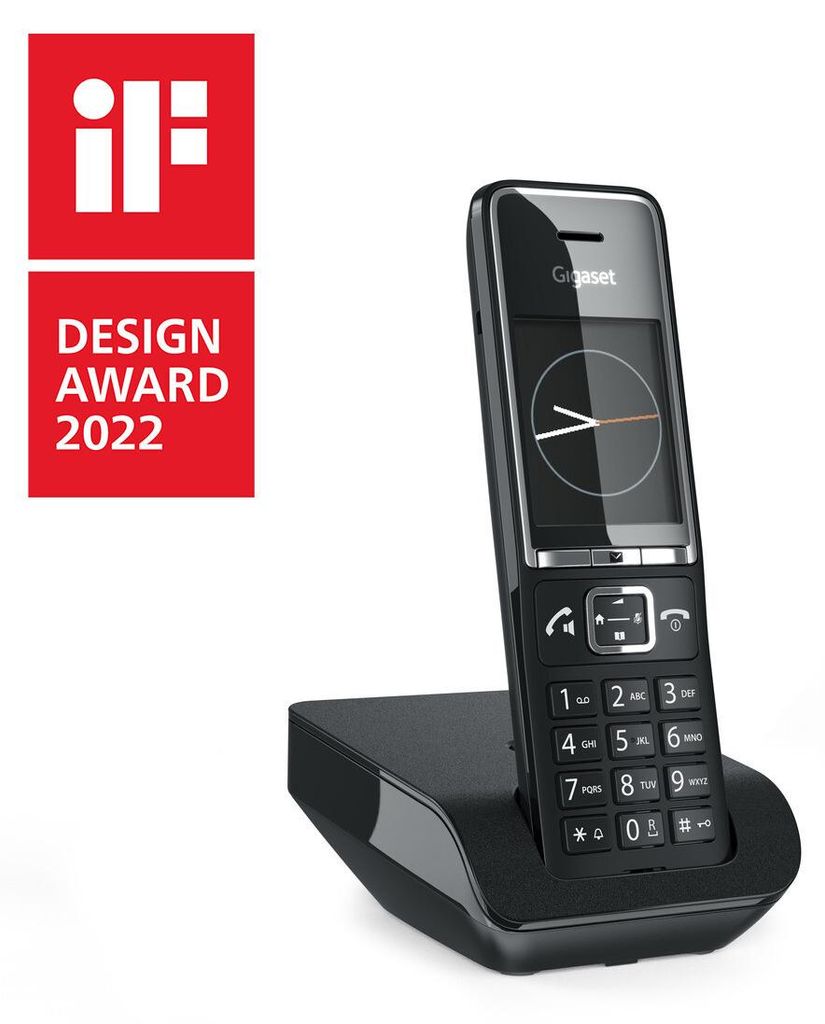 Gigaset COMFORT 550, Analoges/DECT-Telefon, Kabelloses Mobilteil, Freisprecheinrichtung, 200 Eintragungen, Anrufer-Identifikation, Schwarz