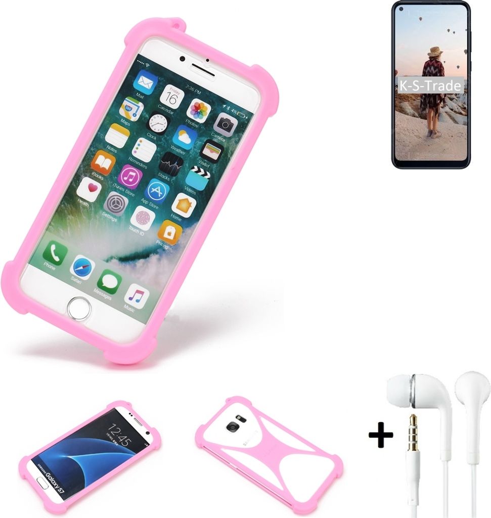 K-S-Trade Bumper + Kopfhörer kompatibel mit Samsung Galaxy M11 Handy Hülle Schutzhülle Silikon Schutz Hülle Cover Case Silikoncase Silikonbumper