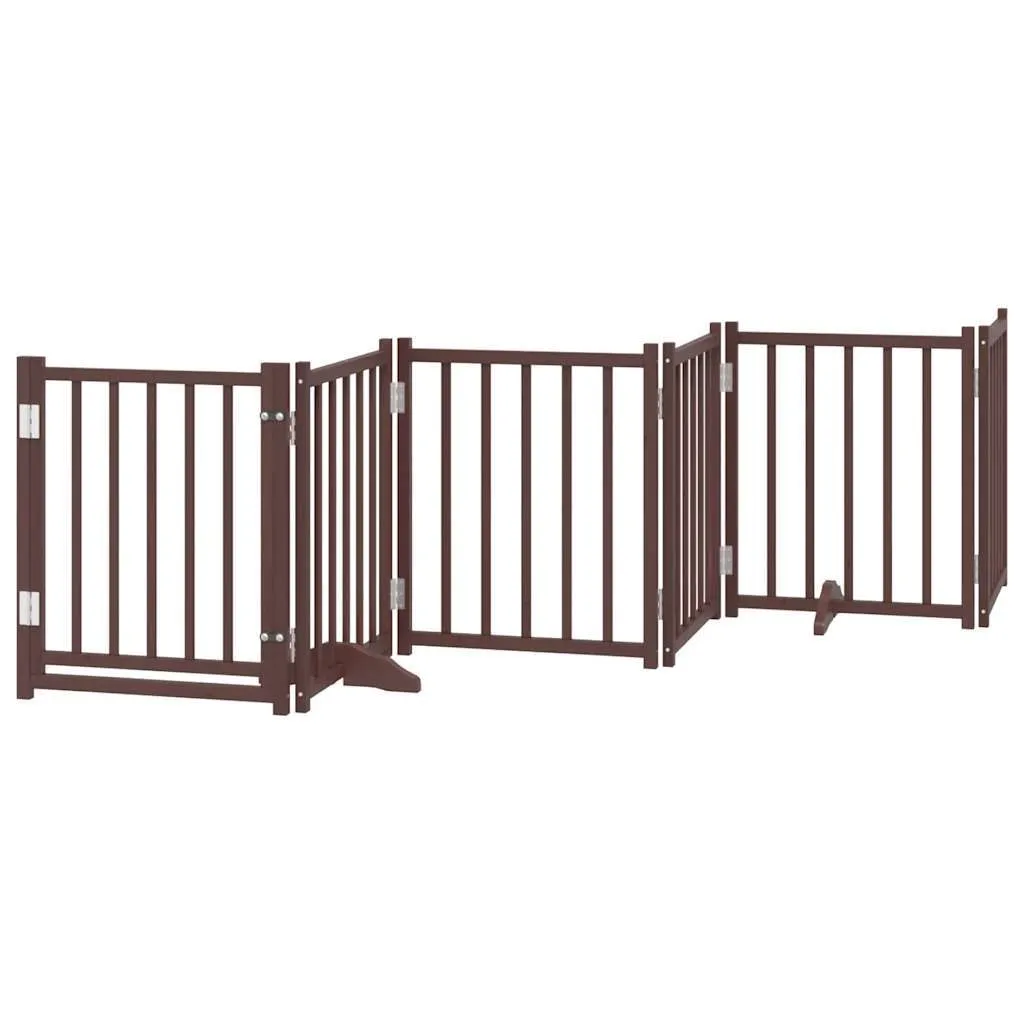 Barrière pour chiens avec porte 6 panneaux en bois de sapin massif