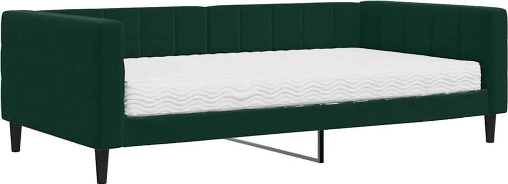 vidaXL Tagesbett mit Matratze Dunkelgrün 100x200 cm Samt
