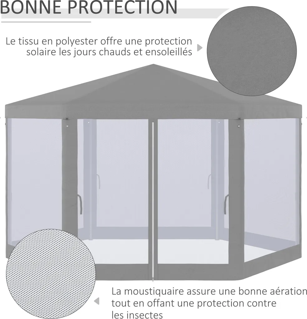 Barnum de réception hexagonal gris idéal pour protéger vos invités - 6