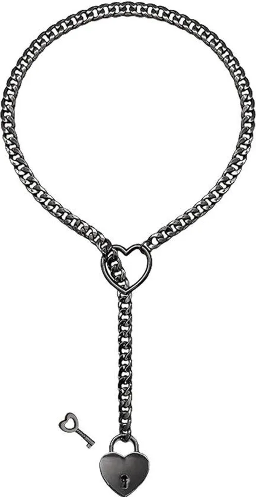 Collier cœur ajustable avec fermoir clé, design exclusif métal argenté