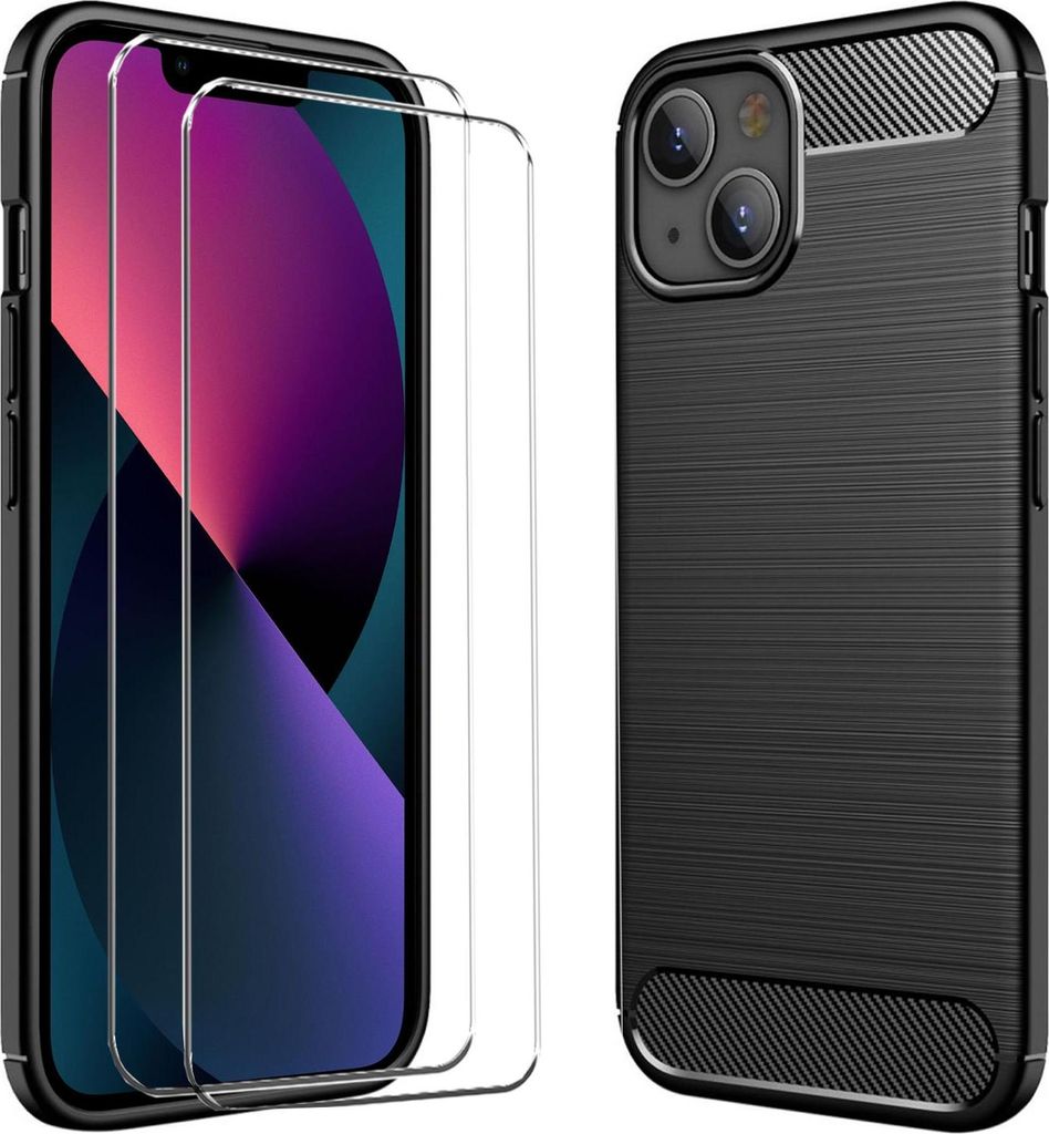 2in1 Schutz Cover Set für das Apple iPhone Xs Max besteht aus 2x 9H Glas Folie Display Schutzfolie und 1x Silikon Case Schutzhülle - Hülle in Sc...