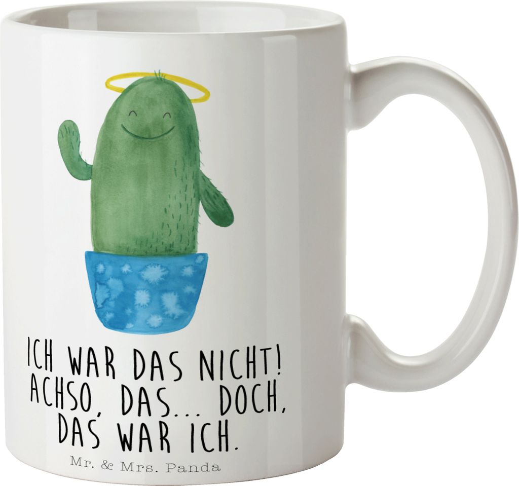 Mr. & Mrs. Panda Tasse Kaktus Heilig - Weiß - Geschenk, Kaffeetasse, schöne, Kakteen, Trinkbecher, Pott, Teetasse, Familie, Eltern, Lustig, Freundin