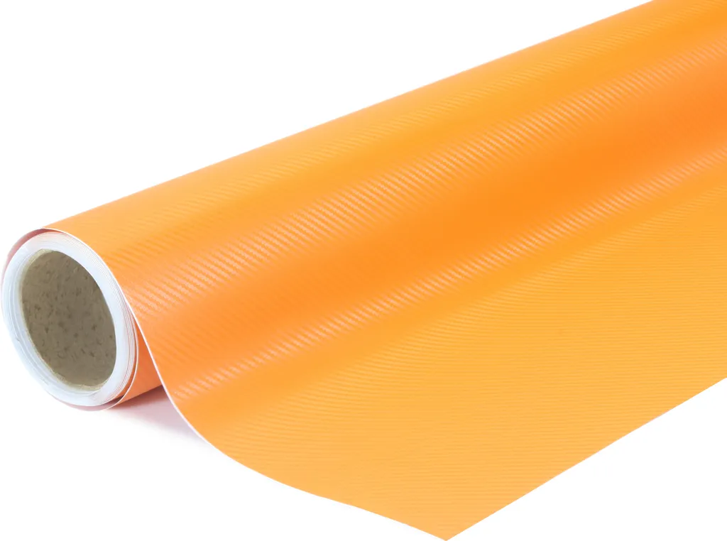 Vinyle Carbone 3D Orange Thermoformable 152x400cm Haute Résistance UV