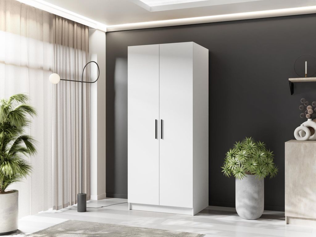 KIER FURNITURE Drehtürenschrank - Kleiderschrank mit Kleiderstange 78x205x52,5 cm