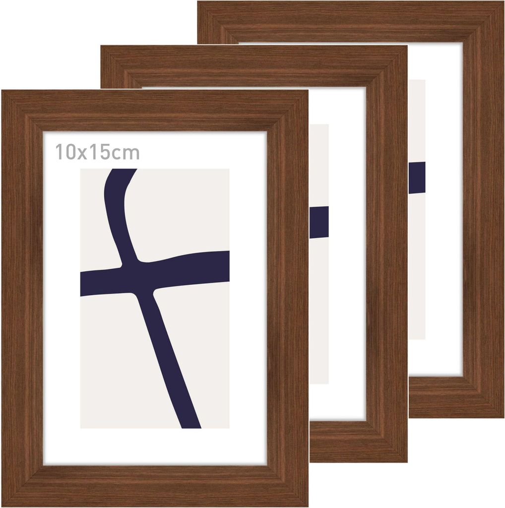 accent by nielsen Holz Bilderrahmen Velino, Walnuss, 10 x 15 cm (3er Set)