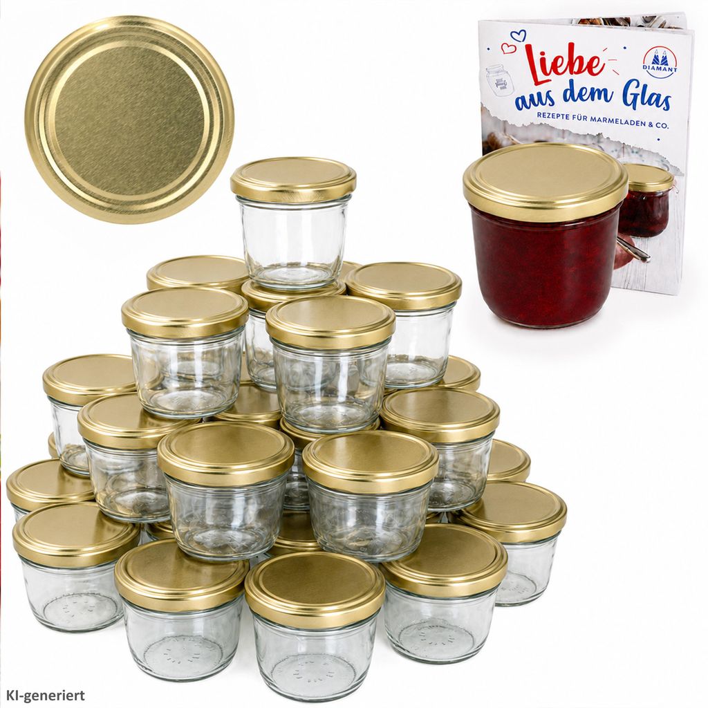 100er Set Sturzglas 230 ml To 82 goldener Deckel incl. Produktbild 