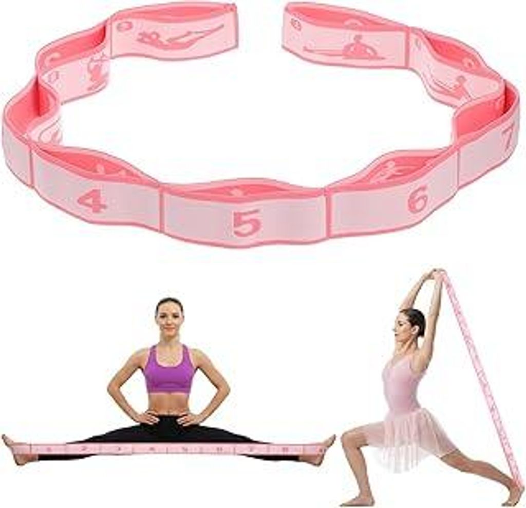 Yoga Stretching Strap mit 9 Schleifen, Yoga Stretch Gurt Hochelastischer Gymnastikband Fitness Stretc hband Fitnessbänder Stretching Band für Pil...