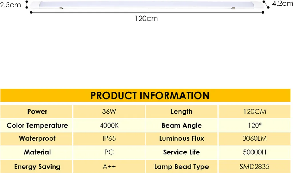 Plafoniera LED 120cm Impermeabile IP65 Jopassy per Garage e Officine - 6