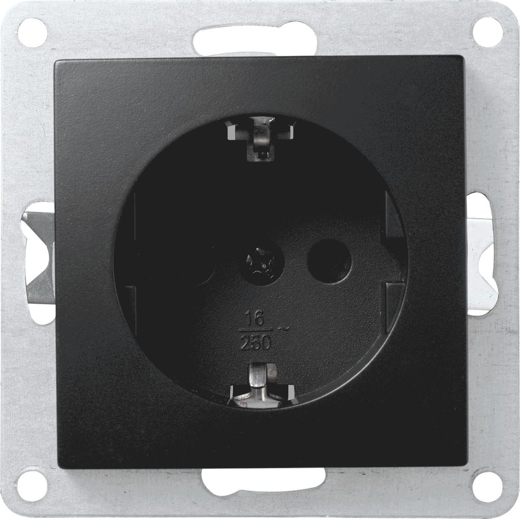 Schutzkontakt-Steckdose McPower ''Flair'', 250V/16A, Steckanschluss, matt schwarz