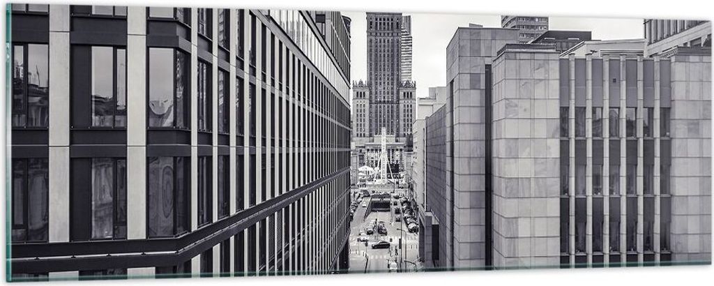 Bilder auf glas - Einteilig - Warschau Palast Kultur - 90x30cm - Glasbilder - Wandbilder - Bilder - zum Aufhängen bereit - Wanddekoration aus Glas...
