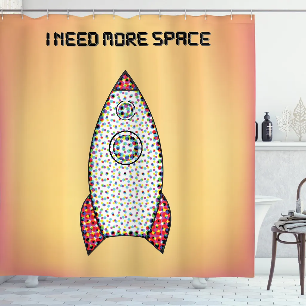 Tenda da Doccia Futuristica 175x240 cm: Tessuto Impermeabile Spaziale