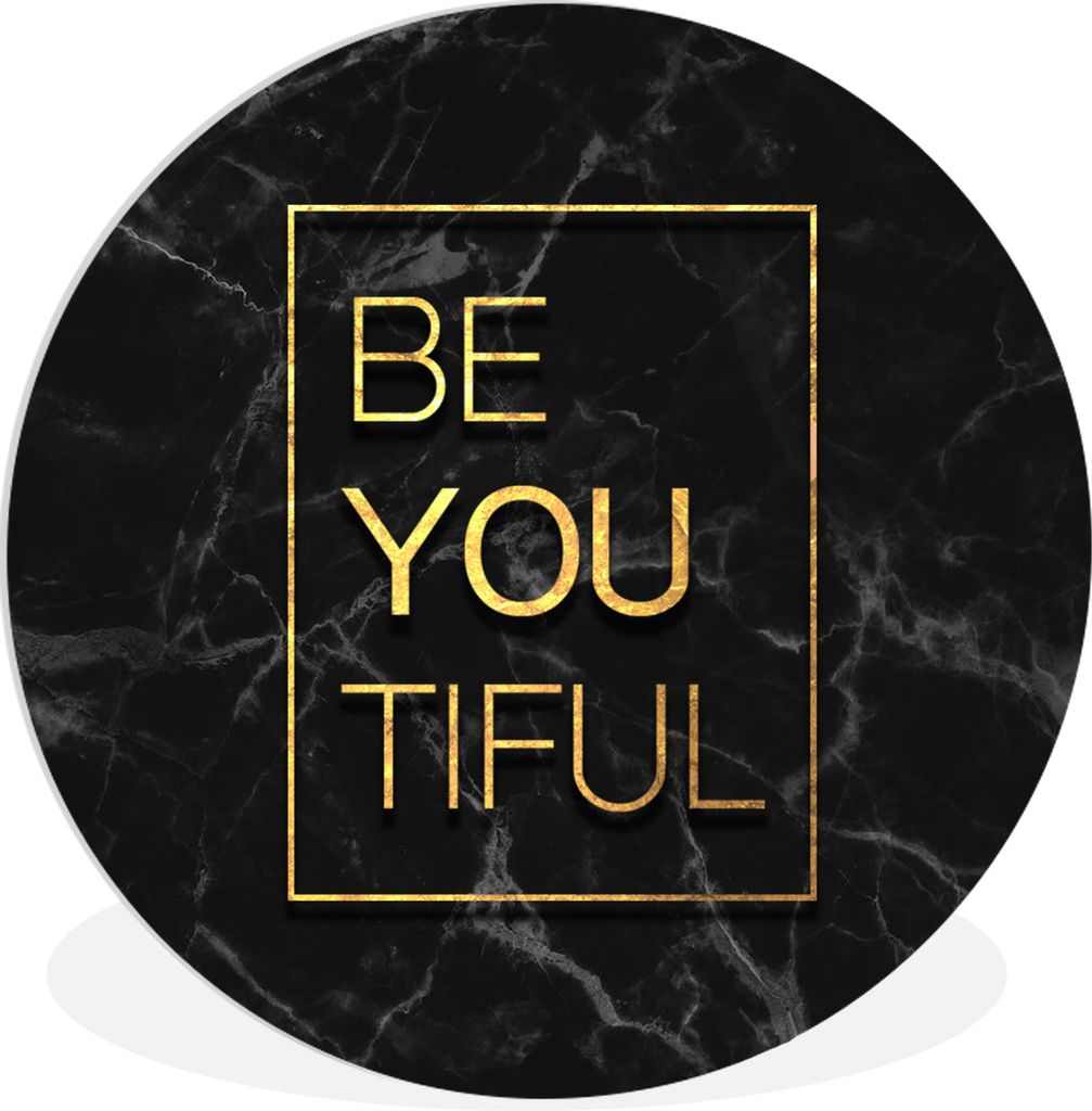 MuchoWow Rundes Wandbild - Runde Bilder Zitate - Motivation - Gold - Marmor Ø 90 cm Kreis Wanddekoration Kunststoff - Wandkreis - Wandschmuck - ...