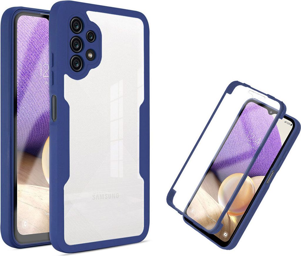 Samsung Galaxy A32 5G Schutzhülle, Eingebautem Displayschutz 360 Grad Komplettschutz Handyhülle für Samsung A32 5G Blau