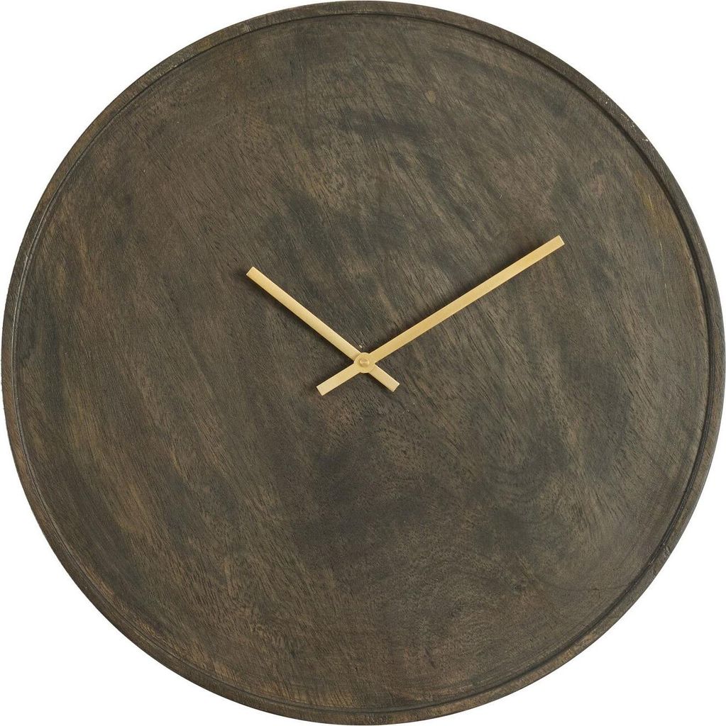 Light & Living Uhr VETI aus dunklem Holz und Gold – Ø41 cm