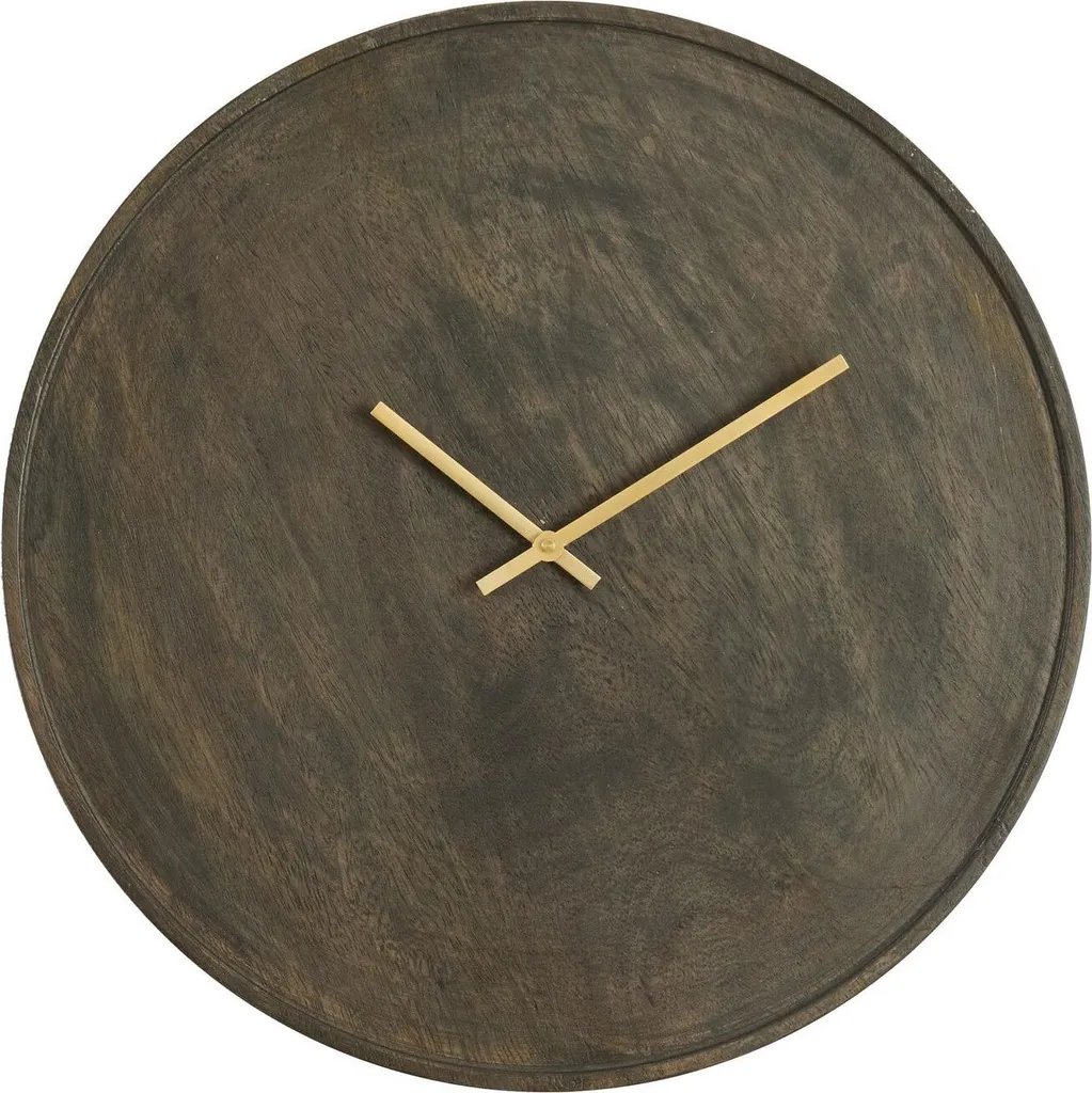 Horloge murale design bois et métal or VETI Ø41 cm pour votre salon