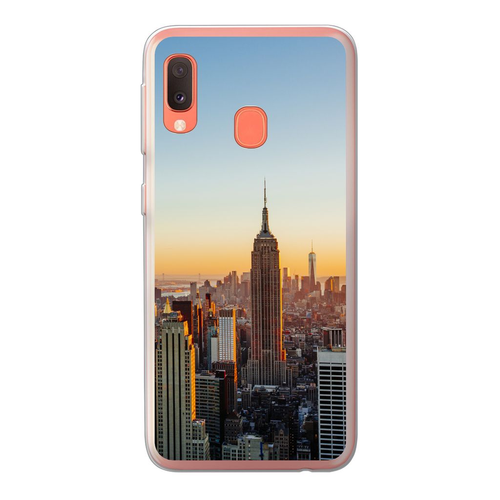 MuchoWow Handyhülle Schutzhülle Hülle für Samsung Galaxy A20e New York - Skyline - Sonnenuntergang Silikon Softcase Handy Hülle - Abdeckung