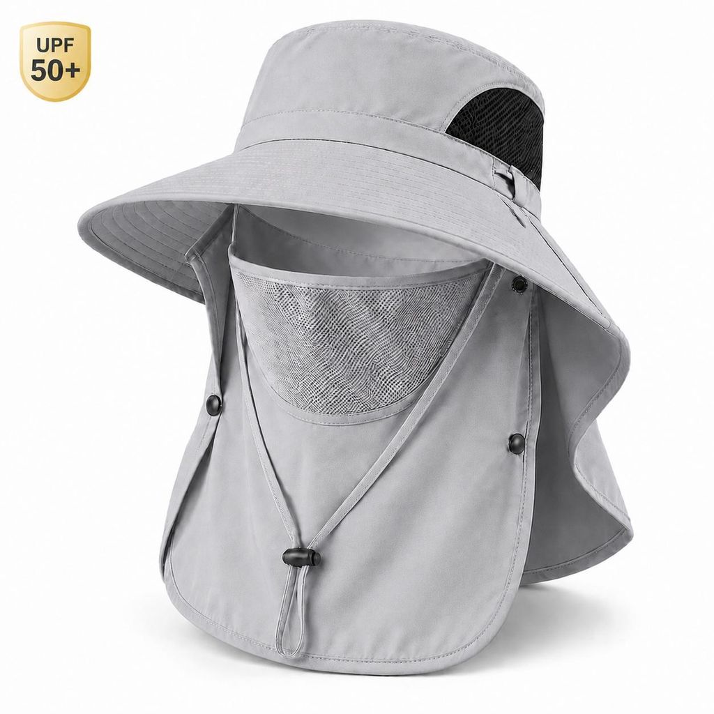 Sonnenhut mit Nackenschutz und Gesichtsschutz, UPF 50+ UV Produktbild 